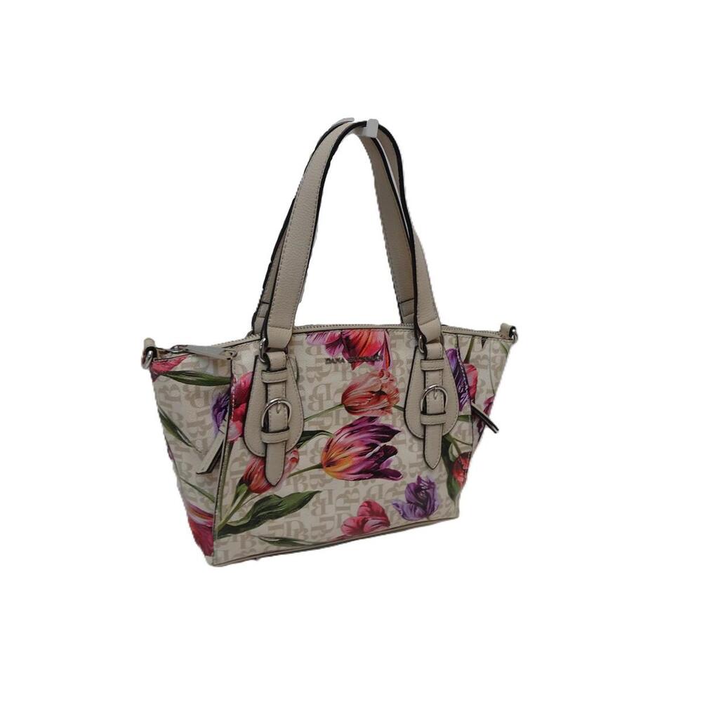 Dana Buchman Floral Print Satchel Handbag with Detachable Crossbody Strap
